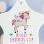 Unicorn Christmas Decoration Ceramic Star, thumbnail 2 of 2