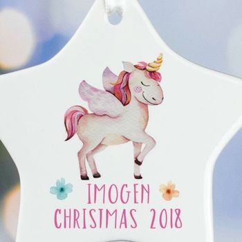 Unicorn Christmas Decoration Ceramic Star, 2 of 2