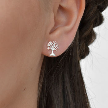 Sterling Silver Or Gold Plated Tree Stud Earrings, 4 of 12