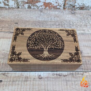 Wooden Gift For Mum, Tree Of Life Celtic Design Jewellery Box, 2 of 9