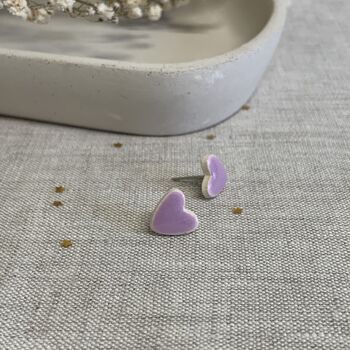 Lilac Heart Stud Clay Earrings, 3 of 7