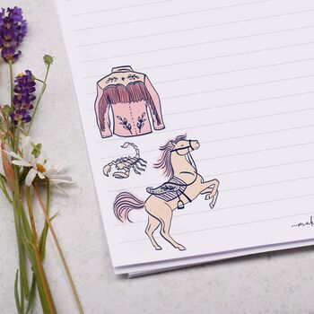 A4 Letter Writing Paper With Pink Wild West Cowgirl, 3 of 4