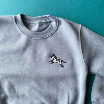 Children's Personalised Embroidered Zebra Sweatshirt, 3 of 8