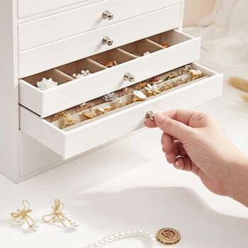 Large Multi Level Jewelry Box Jewellery Cases Organiser, 8 of 10