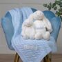 Personalised Blanket And Bashful Bunny In Blue/Cream, thumbnail 4 of 7