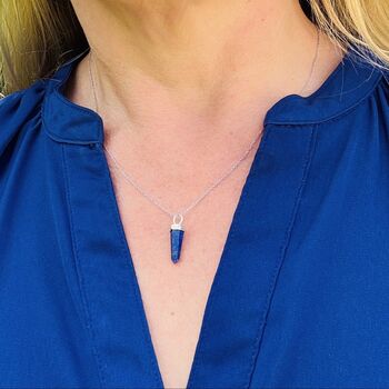 The En Pointe Lapis Lazuli Necklace, Silver, 3 of 8