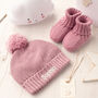 Toffee Moon Pale Pink Knitted Baby Booties, thumbnail 6 of 12