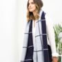 Personalised Navy To Grey Checked Blanket Scarf, thumbnail 1 of 4
