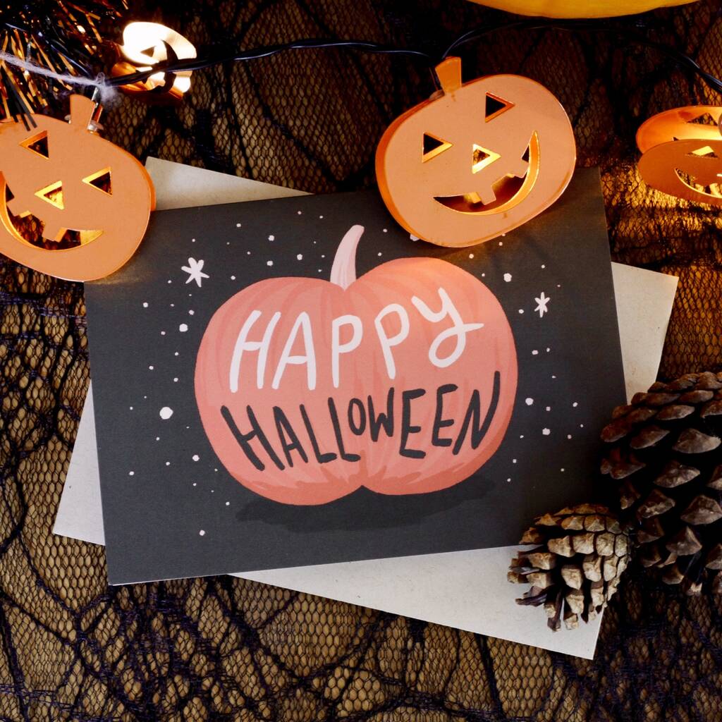 Happy Halloween Pumpkin Greetings Card, 1 of 5