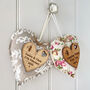 Wood 5th Anniversary Oak And Fabric Message Heart, thumbnail 5 of 11