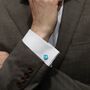 Square Blue Cufflinks, thumbnail 2 of 12