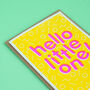 Hello Little One! Handmade Baby Card Neon Pink/Yellow, thumbnail 2 of 7