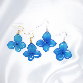 Turquoise Hydrangea Flower Earrings, 3 of 10