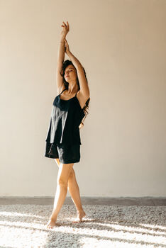 Black Linen Pyjamas | Cami And Shorts Set, 7 of 12