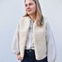 Wool Merino Short Gilet In Beige, thumbnail 3 of 10