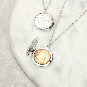 18th Or 21st Birthday One Pence Floral Locket Necklace, 5 of 10