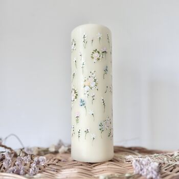 Hand Painted Rose Stem Pillar Candle, 3 of 4