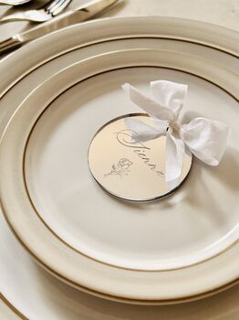 Luxury Mirrored Gold Silver Script Circle Place Setting, 3 of 12