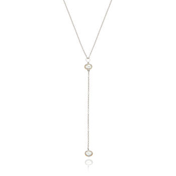 Delicate Silver Rose Or Gold Pearl Lariat Necklace, 5 of 7