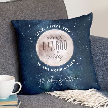 Love You Across The Miles To The Moon And Back Cushion, 2 of 10