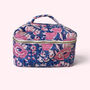 Vanity Bag | Quilted Cotton Toiletry Bag | Blue And Pink Floral Block Print, thumbnail 5 of 5