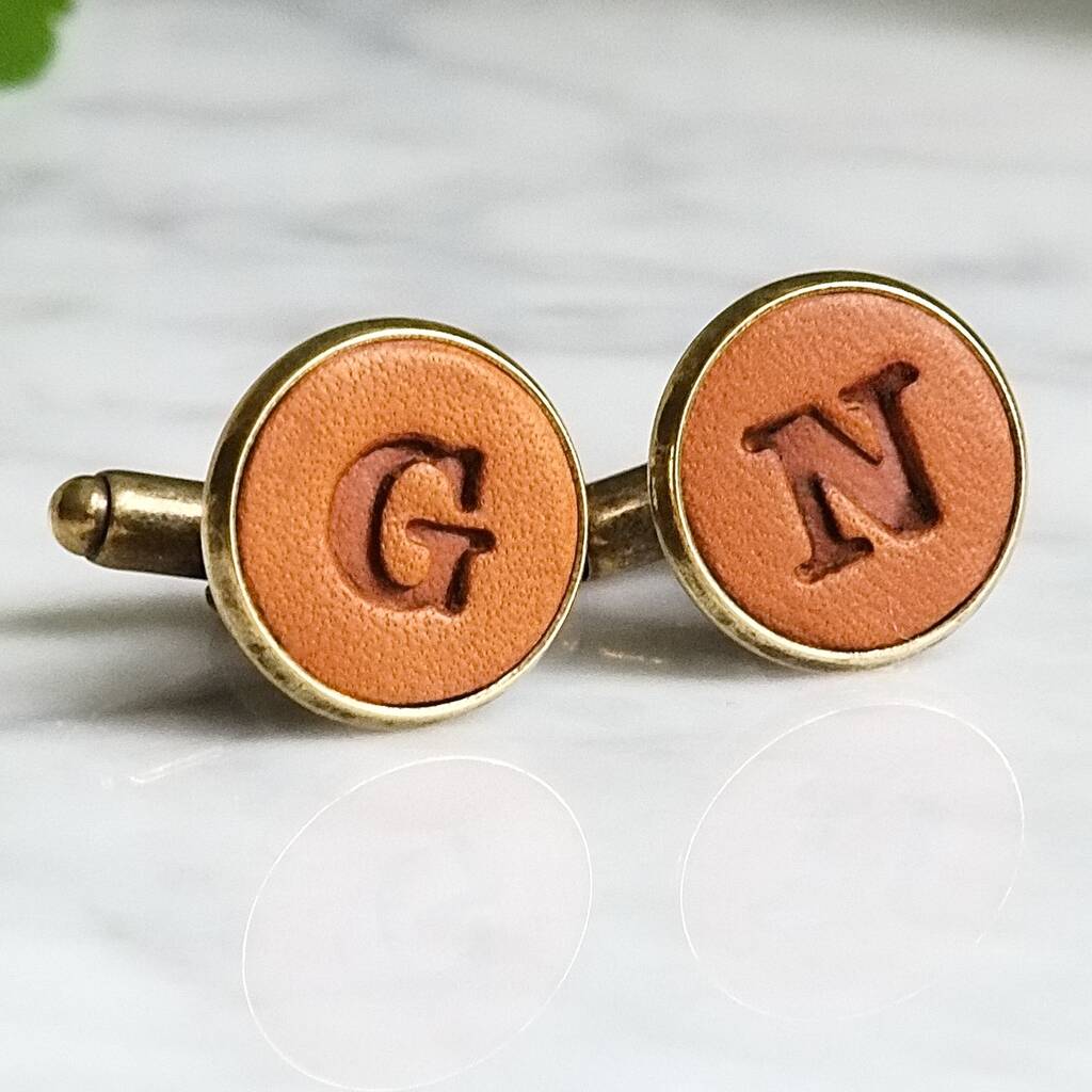 Personalised Leather Cufflinks Anniversary Gift, 1 of 12