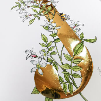 J Is For Jasmine Illuminated Botanical Print, 3 of 4