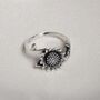 Sterling Silver Adjustable Oxidised Sunflower Ring, thumbnail 2 of 6