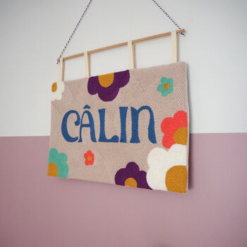 Personalised Name Wall Art Hanging With Daisy Flowers, 4 of 6