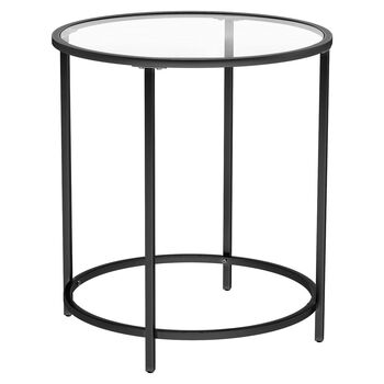 Black Round Side Table Small Coffee Table End Table, 6 of 8