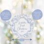 Baby's First Christmas Personalised Floral Ceramic Tree Decoration Pink Or Blue, thumbnail 4 of 5
