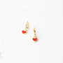 Tiny Red Heart Huggie Hoop Earrings, thumbnail 6 of 10