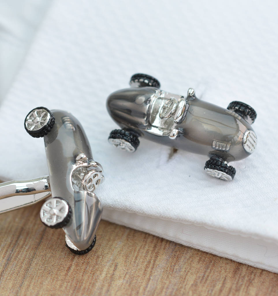 Grey Racing Car Cufflinks By Me and My Car