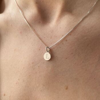 Sterling Silver Personalised Initial Disc Necklace, 2 of 9