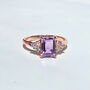 Lavender Amethyst Emerald Cut Ring In Silver And Gold Vermeil, thumbnail 12 of 12