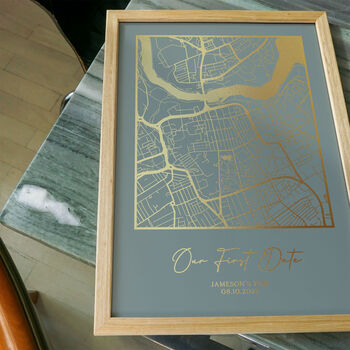 Personalised Map Print, Metallic Gold Foil, 3 of 9