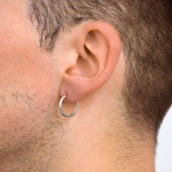 Mens Large Sterling Silver Hoop Earrings, 7 of 7