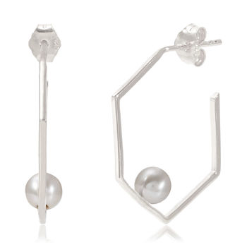Sterling Silver Earrings With Freshwater Pearls Minerva, 2 of 6
