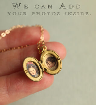 Tiny Small Personalised Oval Locket With Photos, 4 of 12