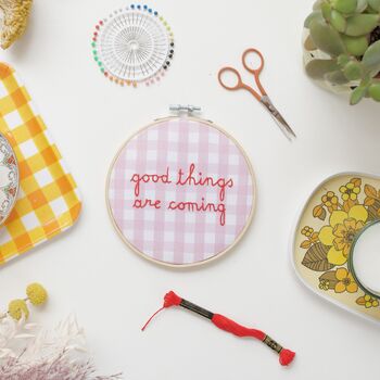 Good Things Gingham Embroidery Hoop Kit, 5 of 5