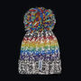 Gay Pride Rainbow Luxury Reflective Bobble Hat Graphite, thumbnail 2 of 7