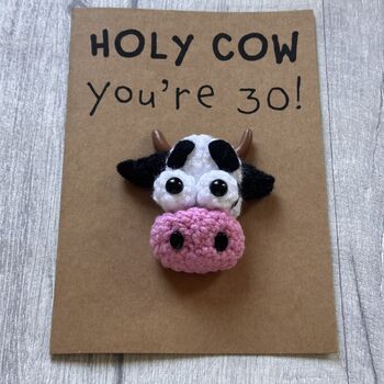 Personalised Age Cow Crochet Birthday Card Handmade, 10 of 12