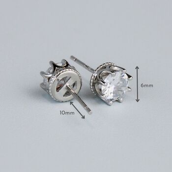 Sterling Silver White Crystal Stud Earrings, 4 of 6