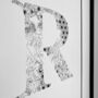 'Letter R' Linear Illustration Print, thumbnail 6 of 6