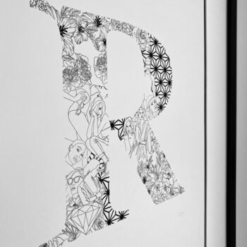 'Letter R' Linear Illustration Print, 6 of 6