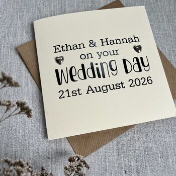 Personalised Silver Hearts On Your Wedding Day Card, 2 of 2