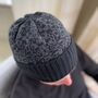 Mens Lambswool Knitted Beanie Hat Geometric Pattern, thumbnail 2 of 10
