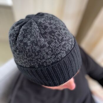 Mens Lambswool Knitted Beanie Hat Geometric Pattern, 2 of 10