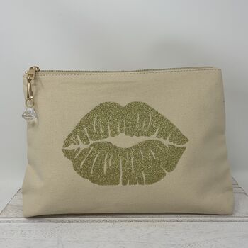 Glitter Lips Print Makeup Bag, 4 of 7