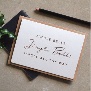 Rose Gold Foiled 'Jingle Bells' Christmas Card, 2 of 3